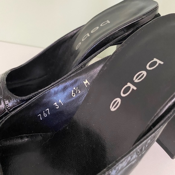 Bebe black crocodile square toe mules NWOT - Picture 5 of 7